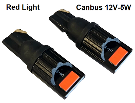 Крушки -Led- T10 12V-5W Червени 2бр./к-т -9455-3
